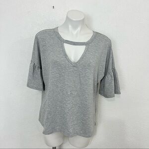 Eyeshadow Heather Grey VNeck 3/4 Bell Sleeve Size M NWT
